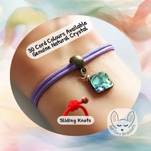 Abalone Bracelet, Genuine Natural Abalone Shell Charm, Emotional Support, Paua Shell, Adjustable Cord Bracelet