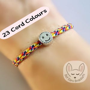 Happy Face Smile Bracelet Smile Smiling Gift Charm Adjustable Cord Bracelet 25 Colours