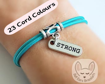 You are Strong Bracelet Strong Gift Charm Strong Woman Adjustable Cord Bracelet 25 Colours