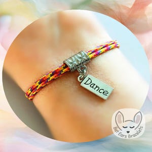 30 CORD COLOURS Dance Bracelet Dancer Gift Dance Charm Love to Dance Gift Dance Tag Adjustable Cord Bracelet Personalised Gift