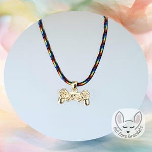 30 CORD COLOURS Game Controller Necklace Gamer Gift Gold Plated Game Controller Charm Adjustable Cord Necklace Personalised Gift