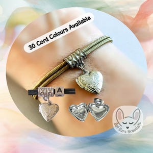Heart Locket Bracelet, Heart Locket Charm, Memorial Bracelet, Remembrance Gift, Adjustable Cord Bracelet, Personalised Gift
