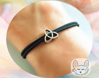30 CORD COLOURS Trinity Knot Bracelet Trinity Knot Charm Triquetra Gift Celtic Eternity Knot Adjustable Cord Bracelet Personalised Gift