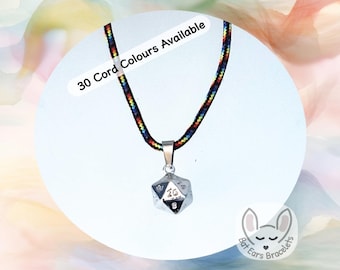 DND Dice Necklace, D20 Necklace, Polyhedral Dice Charm, RPG Necklace, Dungeon Master Gift, DND Player Gift, Adjustable Cord Necklace