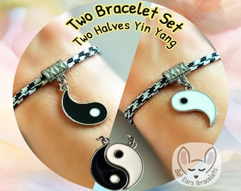 30 CORD COLOURS Yin Yang Bracelets Set of Two Yin Yang Charm My Yin to Your Yang Taoism Gift Adjustable Cord Bracelet Personalised Gift