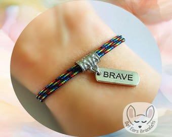 30 CORD COLOURS Brave Bracelet Brave Charm You Are Brave Gift Bravery Award Adjustable Cord Bracelet Personalised Gift