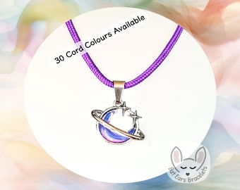 Saturn Necklace, Saturn Charm, Planet Charm, Saturns Rings, Celestial Star Gazer Gift, Minimalist Cord Necklace