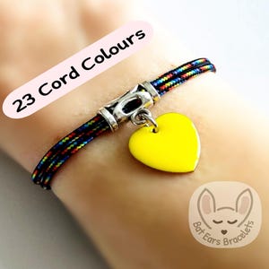 Yellow Heart Bracelet Heart of Gold Gift My Hero Yellow Heart Charm Adjustable Cord Bracelet 25 Colours