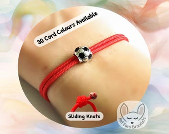 Personalised Football Bracelet, Football Charm, Footballer Player, Soccer Player Gift, Football Team Gift, Adjustable Cord Bracelet