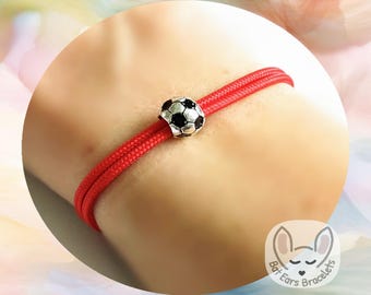 35 CORD COLOURS Football Bracelet Football Charm Footie Footballer Gift Soccer Mum Adjustable Cord Bracelet Personalised Gift