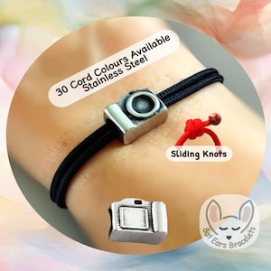 Camera Bracelet, Camera Charm, Photographer Gift, Photography Gift, Photographer Bracelet, Adjustable Cord Bracelet