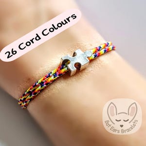 Puzzle Piece Bracelet Puzzle Piece Gift Charm Autism Awareness Adjustable Cord Bracelet 25 Colours