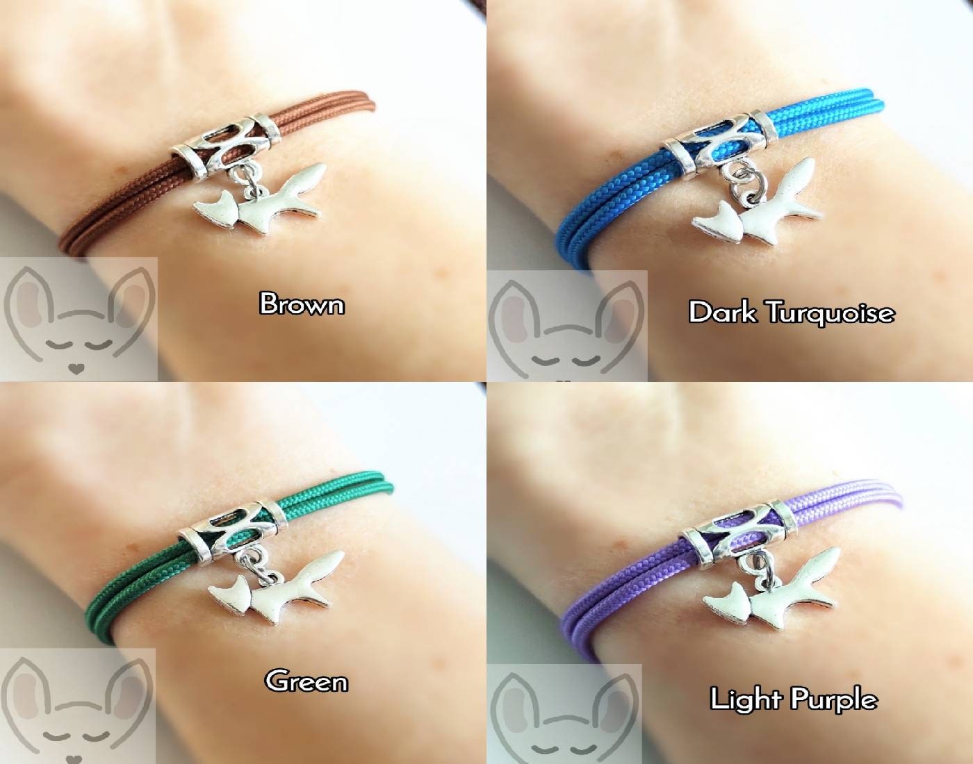Fox Bracelet 22 Cord Colours Gift Bag Fox Charm Bracelet | Etsy