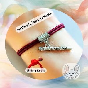 Flute Bracelet Flute Charm Musician Flute Player Gift Flautist Gift Adjustable Cord Bracelet Personalized Gift