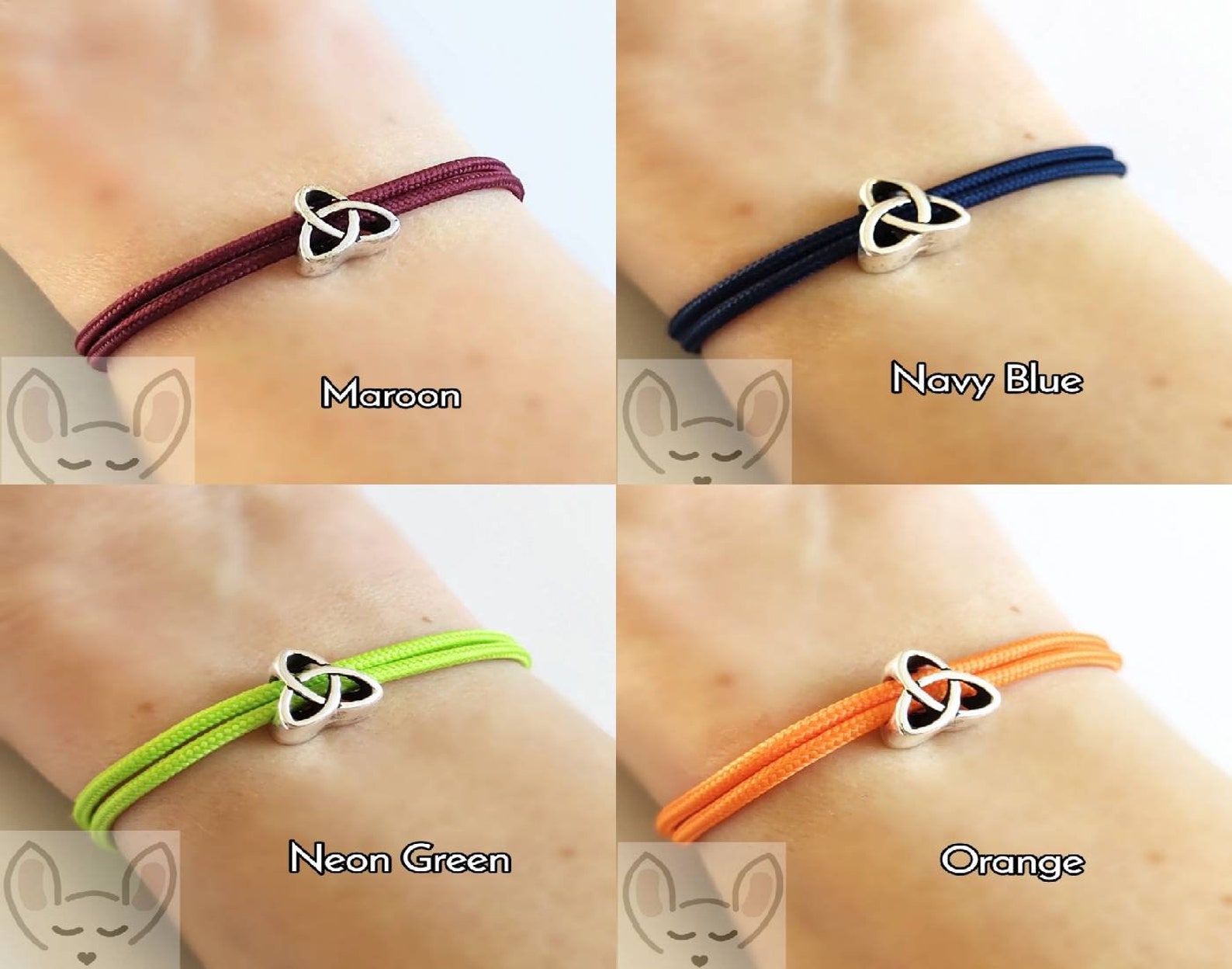 Trinity Knot Bracelet With Gift Bag Colourful Cords Trinity Etsy UK