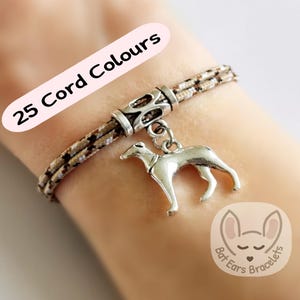 25 CORD COLOURS Greyhound Bracelet Greyhound Gift Charm Whippet Italian Greyhound Adjustable Cord Bracelet