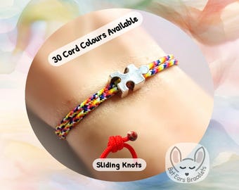 Puzzle Piece Bracelet, Jigsaw Piece Bracelet, Autism Awareness Gift, Autism Support Bracelet, Puzzle Charm, Adjustable Cord Bracelet