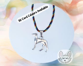Greyhound Necklace, Greyhound Charm, Whippet Necklace, Lurcher Gift, Sighthound Gift, Adjustable Cord Necklace