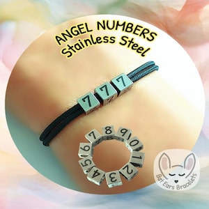 30 CORD COLOURS Angel Numbers Bracelet Angel Numbers Charm Three Numbers Stainless Steel Angel Charm Adjustable Bracelet Personalised Gift Bat ears bracelets one size adjustable paracord bracelet recyclable packaging no plastic personalised with gift bag birthday gift best friends gifts cord charm bracelet adjustable bracelet for women men teens kids bracelet anklet ankle bracelet. 000 999 888 777 666 555 444 333 222 111