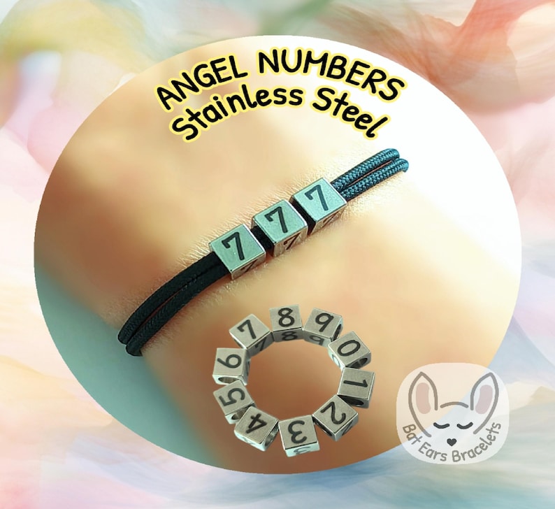30 CORD COLOURS Angel Numbers Bracelet Angel Numbers Charm Three Numbers Stainless Steel Angel Charm Adjustable Bracelet Personalised Gift Bat ears bracelets one size adjustable paracord bracelet recyclable packaging no plastic personalised with gift bag birthday gift best friends gifts cord charm bracelet adjustable bracelet for women men teens kids bracelet anklet ankle bracelet. 000 999 888 777 666 555 444 333 222 111