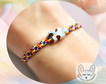 30 CORD COLOURS Puzzle Piece Bracelet Puzzle Piece Charm Autism Awareness Support Gift Adjustable Cord Bracelet Personalised Gift