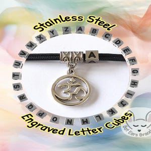 Om Namaste Bracelet Yoga Om Gift Personalised with Gift Bag Om Charm Bat ears bracelets 23 cord colours one size adjustable paracord bracelet eco friendly packaging no plastic initial name letter