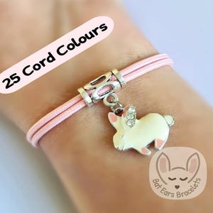 Rabbit Bracelet White Rabbit Charm Lucky Bunny Charm Gift Love Rabbits Gift Adjustable Cord Bracelet Women Men Teens Kids