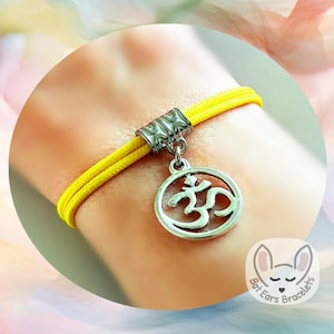 Om Namaste Bracelet Yoga Om Gift Personalised with Gift Bag Om Charm Bat ears bracelets 23 cord colours one size adjustable paracord bracelet eco friendly packaging no plastic initial name letter