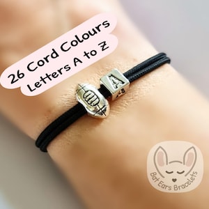 Rugby Ball Bracelet Rugby Gift Charm American Football Charm Adjustable Cord Bracelet 25 Colours
