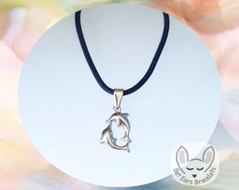 30 CORD COLOURS Dolphins Necklace Dolphin Charm Love Dolphins Gift Partners For Life Adjustable Cord Necklace Personalised Gift
