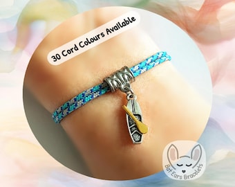 Paddle Board Bracelet SUP Paddle Board Charm PaddleBoarder Gift Adjustable Cord Bracelet Personalized Gift