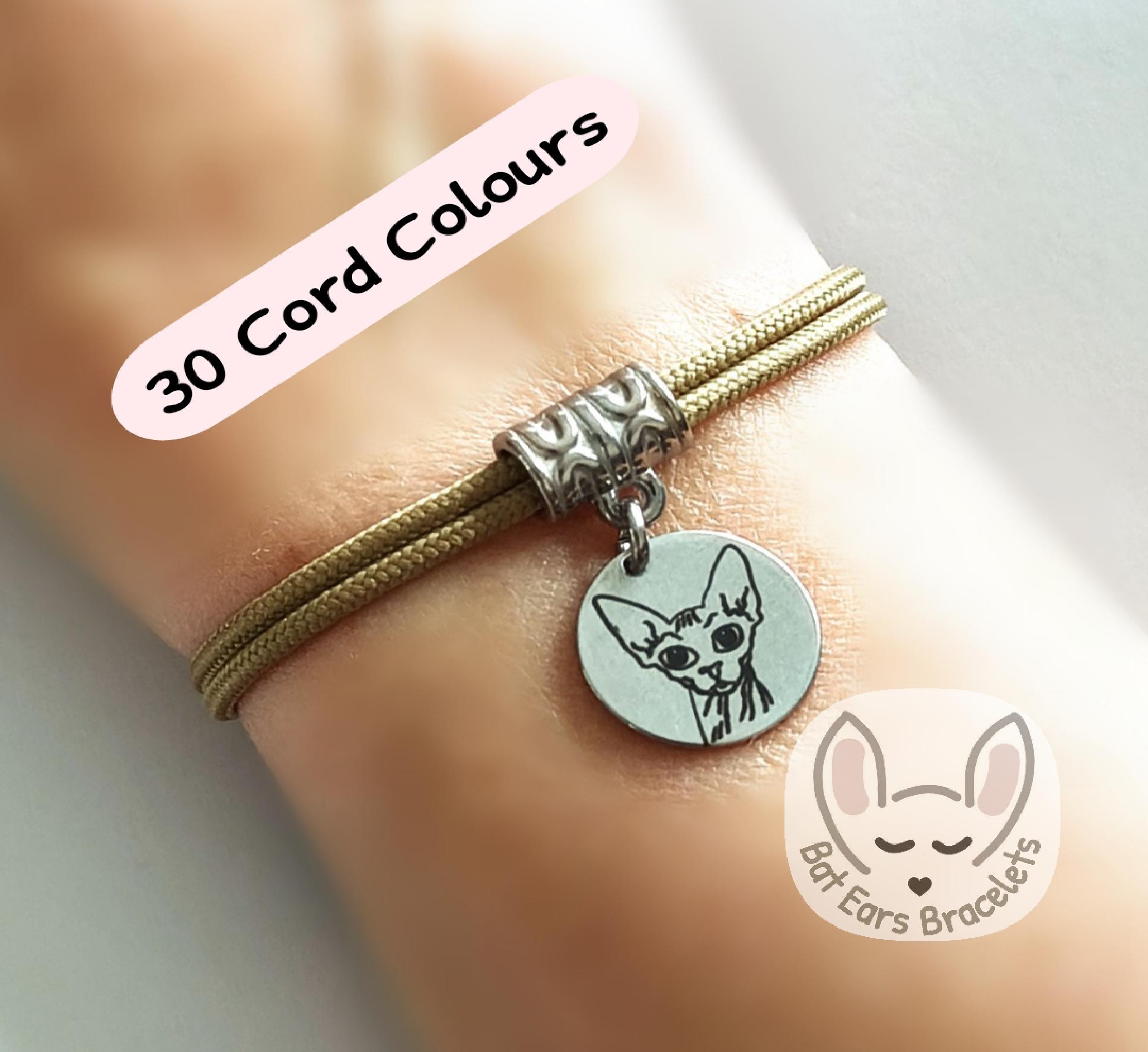 Silver Sphinx Cat Charm Bracelet - Braided, Silver Plated With Crystal Rhinestones, Gift Ready