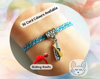 Paddle Board Bracelet, SUP Bracelet, Paddle Boarder Gift, Paddle Boarding Gift, Paddle Board Charm, Adjustable Cord Bracelet