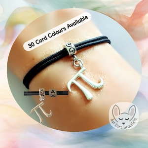 Personalized Pi Bracelet, Pi Symbol Charm, Maths & Mathematics, STEM Gift, Science Geek, Adjustable Cord Bracelet