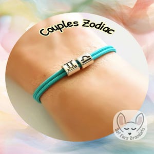30 CORD COLOURS Couples Zodiac Bracelet Two Star Signs Charm Zodiac Charms Couples Gift Adjustable Cord Bracelet Personalised Gift
