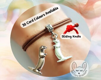 Otter Bracelet, Otter Charm, Playful Otter Gift, Little Wildlife Friend, Adjustable Cord Bracelet