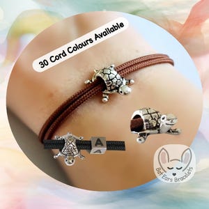 Personalized Tortoise Bracelet, Tortoise Charm, Slow and Steady Gift, Pet Tortoise Gift, Tortoise Owner, Adjustable Cord Bracelet