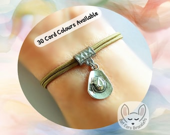 Cowboy Hat Bracelet Cowboy Cowgirl Hat Charm Cowgirl Gift Stetson Adjustable Cord Bracelet Personalized Gift