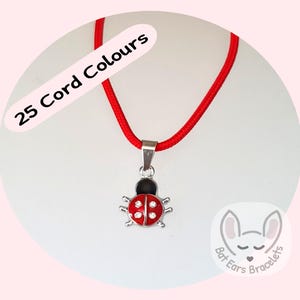 Ladybug Ladybird Necklace Ladybird Gift Charm Spotted Bug Adjustable Cord Necklace 25 Cord Colours