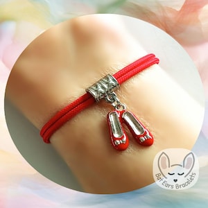 30 CORD COLOURS Ruby Slippers Bracelet Red Shoes Charm Dorothy Shoes Gift Adjustable Cord Bracelet Personalised Gift