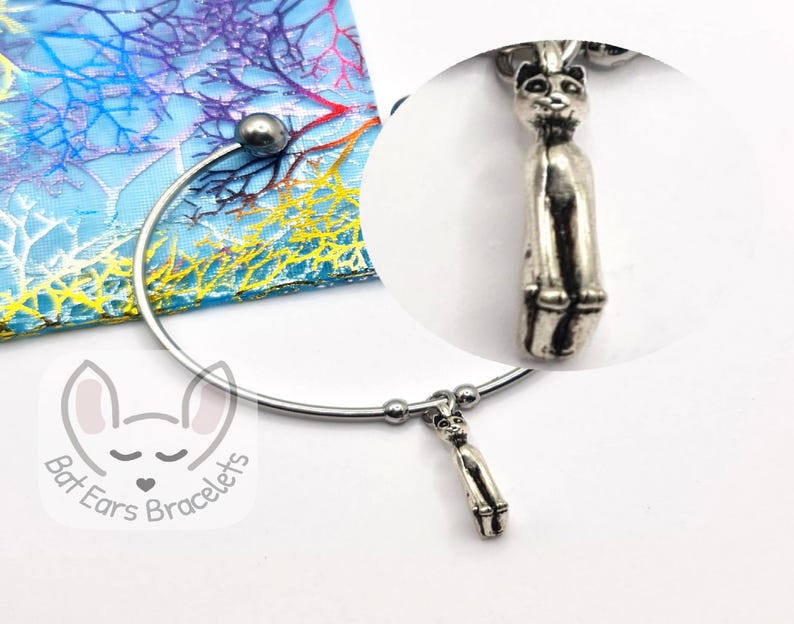 Cat Bangle Bracelet Egyptian Cat Gift Personalised With Gift Bag