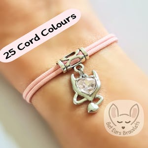 Devil Bracelet Pink Devil Gift Charm with Tail Adjustable Cord Bracelet 25 Colours