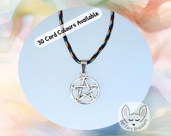Pentagram Necklace, Pentacle Necklace, Wiccan Necklace, Witch Necklace, Pagan Symbol, Adjustable Cord Necklace