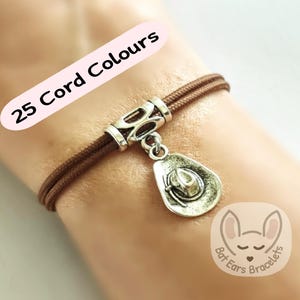 Cowboy Hat Bracelet Cowboy Hat Gift Charm Cowgirl Stetson Adjustable Cord Bracelet 25 Colours