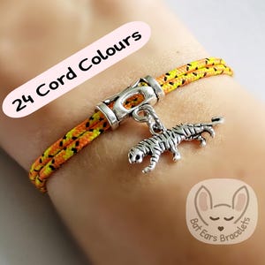 Tiger Bracelet Tiger Gift Charm Adjustable Cord Bracelet 25 Colours