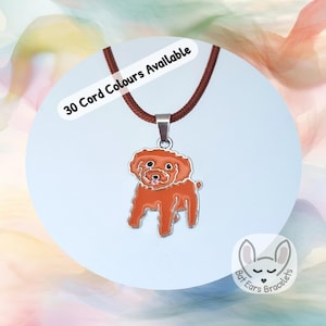 Cockerpoo Necklace Brown Poodle Charm Cockerpoo Gift Love Poodles Gift Adjustable Cord Necklace Personalized Gift