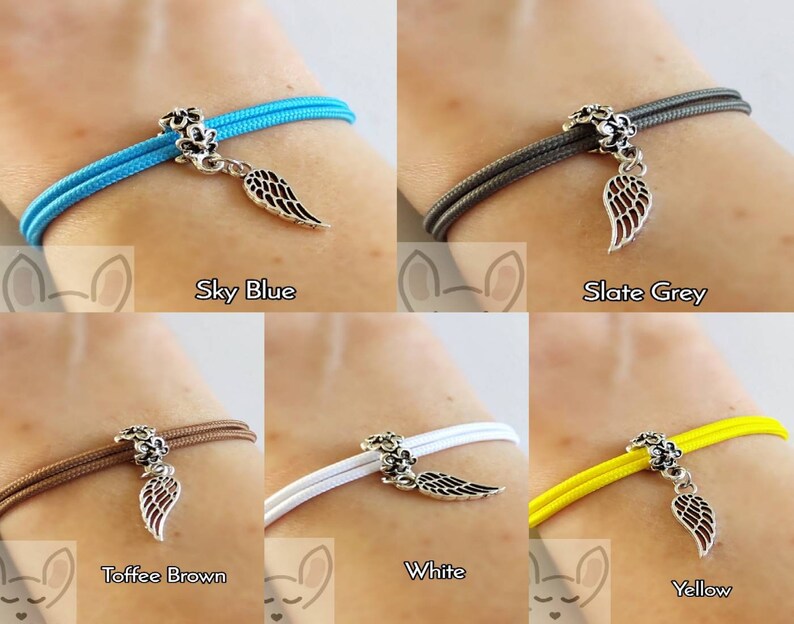 Gift Bag Posted same day Angel Feather Charm Angel Wing Bracelet Wing Charm Bracelet 21 Cord Colours