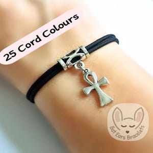 Ankh Cross Bracelet Ankh Gift Charm Egyptian Protection Adjustable Cord Bracelet 25 Colours