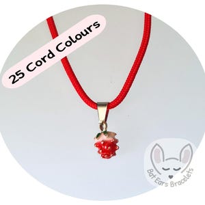 Strawberry Necklace Strawberry Charm Fruit Adjustable Cord Necklace 25 Colours