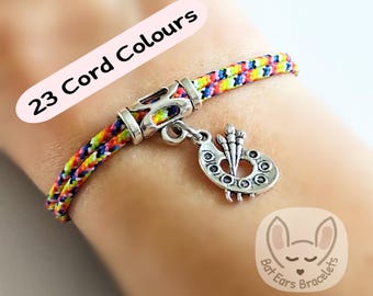 Artists Bracelet Painters Palette Artists Gift Palette Gift Charm Adjustable Cord Bracelet 25 Colours